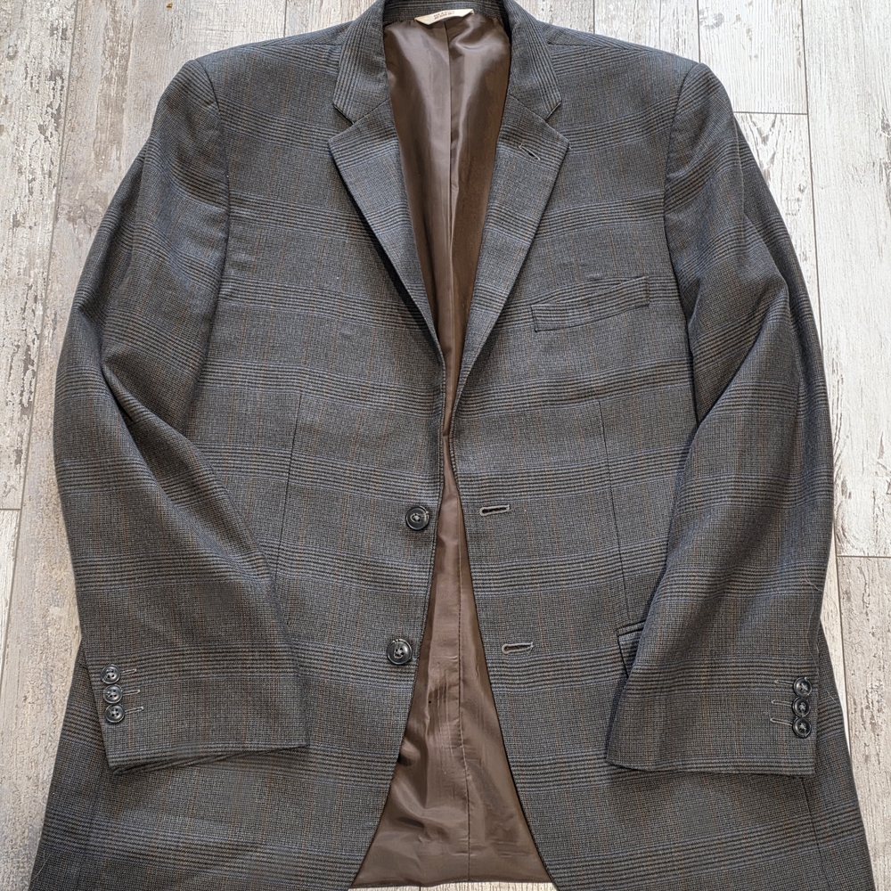 42R Men's Haggar 1926 Originals Blazer Tartan Brown Mint Condition Sport Coat